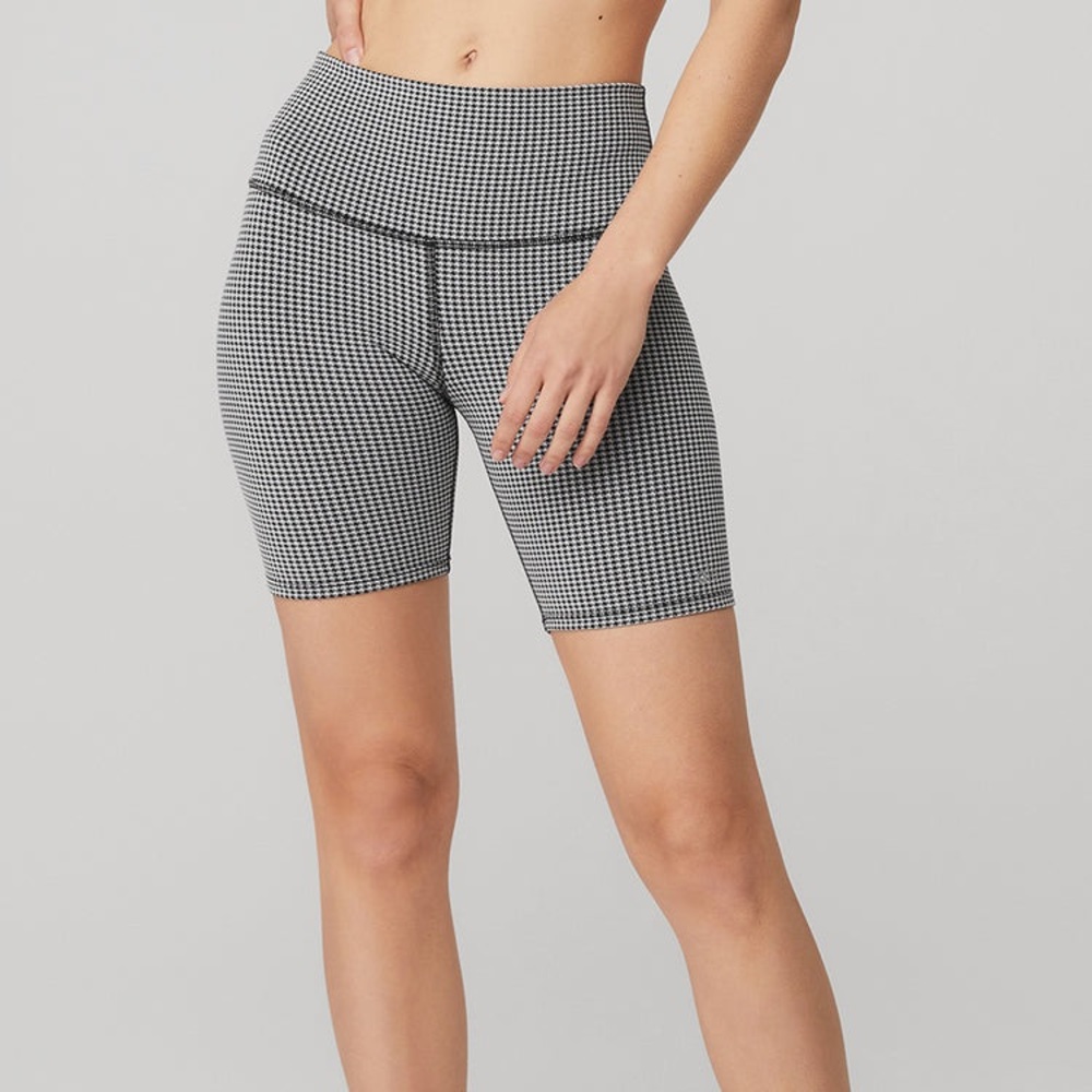 Alo Yoga High-Waist Micro Houndstooth Biker Short